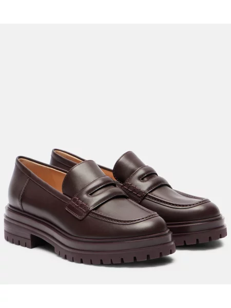 Pantofi loafer Gianvito Rossi din piele bordo