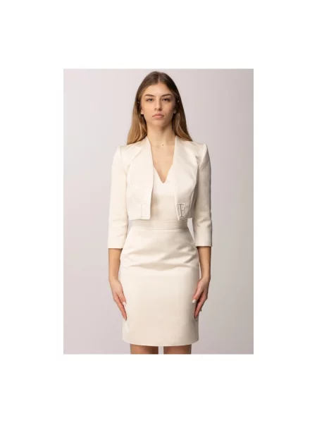 Elisabetta Franchi De satin rochie + jachetă alb