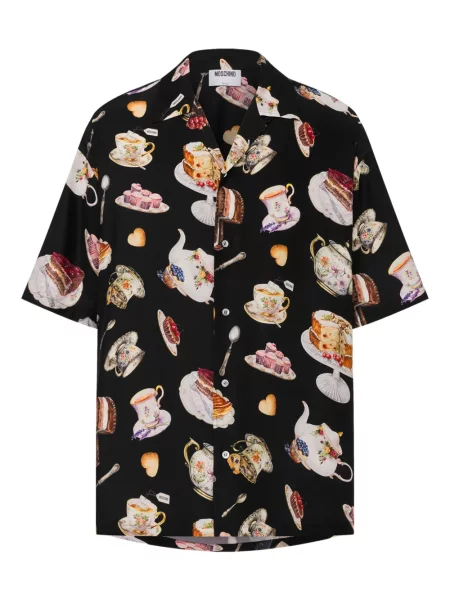 Копринена риза Moschino черно