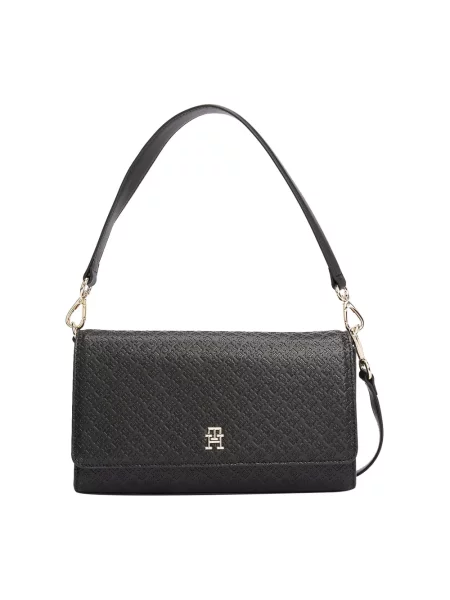 Lniana torebka Tommy Hilfiger czarna