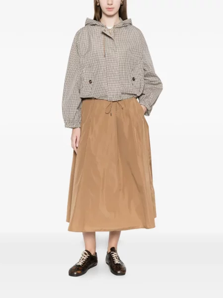 Geacă Marella în carouri cu glugă maro