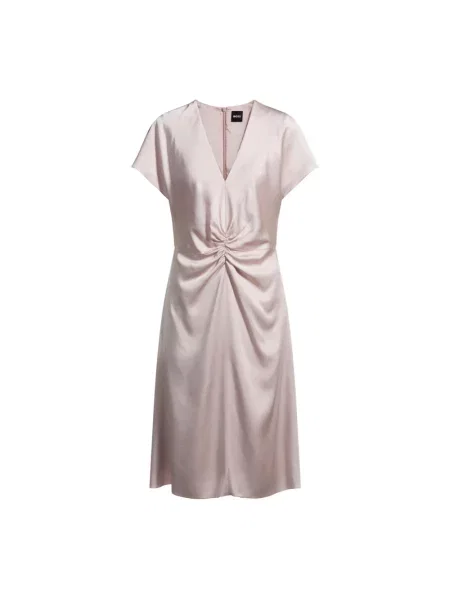 Sukienka midi z dekoltem w serek model ‘Dulania’ Boss różowa