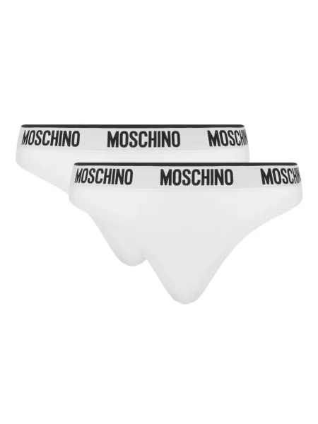 Chiloți tanga Moschino alb