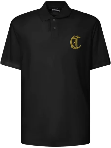 Tricou polo Just Cavalli cu broderie negru