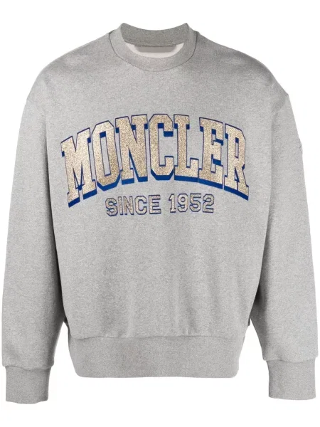 Pulover Moncler cu imagine cu decolteu rotund gri