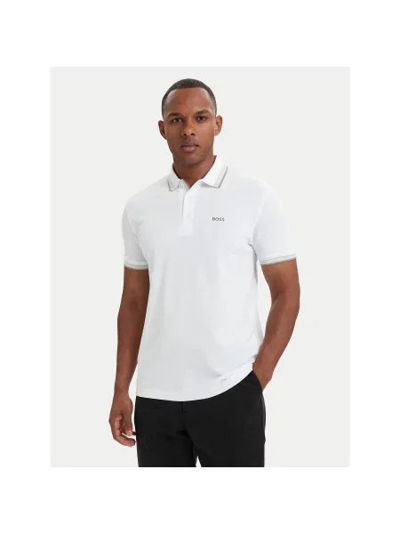 BOSS Поло Paddy Regular Fit білий
