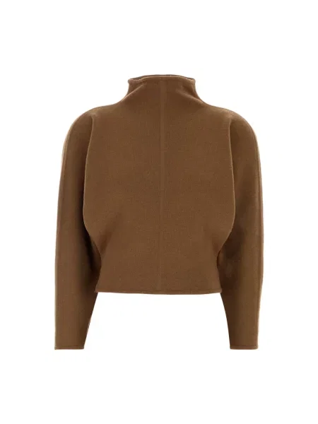 Sweter z golfem Max Mara wełniany do golfa brązowy