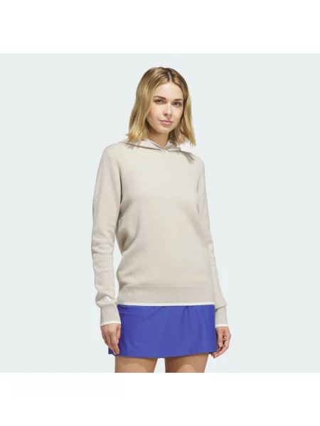 Dzianinowa bluza z kapturem Adidas beżowa