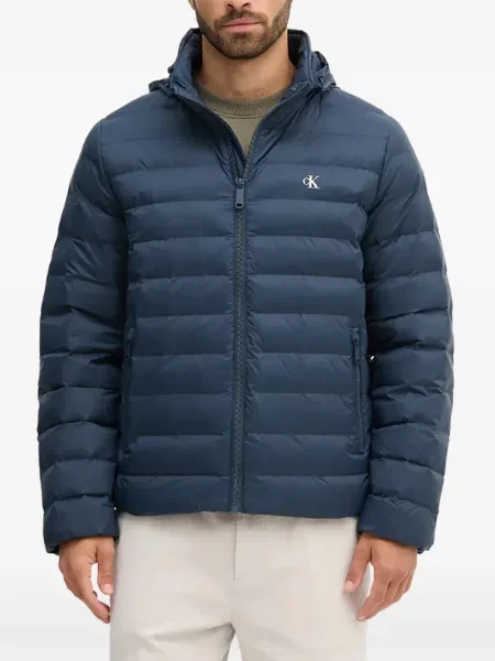 Geacă Calvin Klein cu glugă albastru