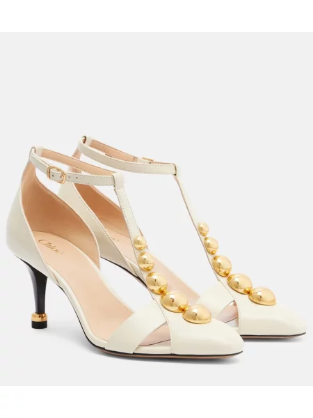Pantofi cu toc Chloé din piele alb
