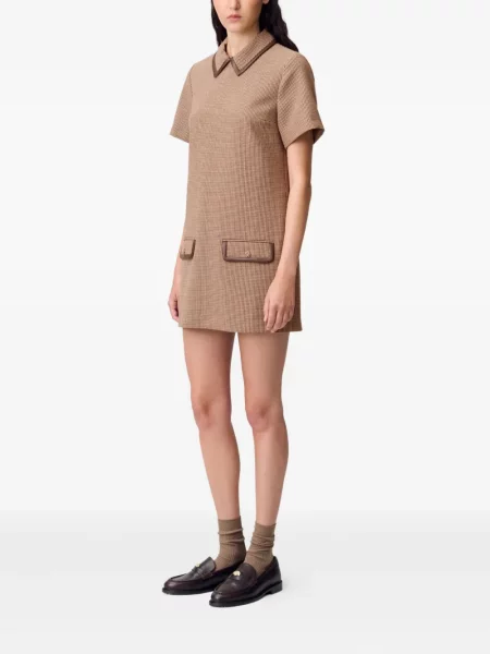 Sukienka Claudie Pierlot skórzana w pepitkę garniturowa