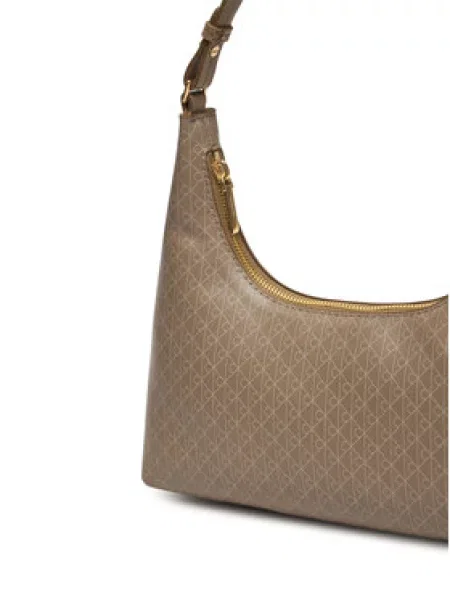 Calvin Klein Torbica Emblem Aop Conv Shoulder Bag bež