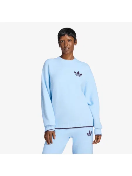Pulover adidas Ess Knit Tipping Crew Clear Sky/ Noble Red XS roșu