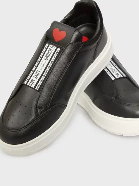 Кожаные кроссовки Moschino черные