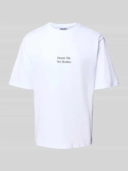 T-shirt z nadrukiem ze sloganem Review biała