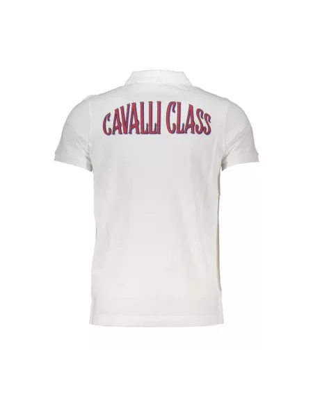 Koszulka polo Cavalli Class z nadrukiem biała