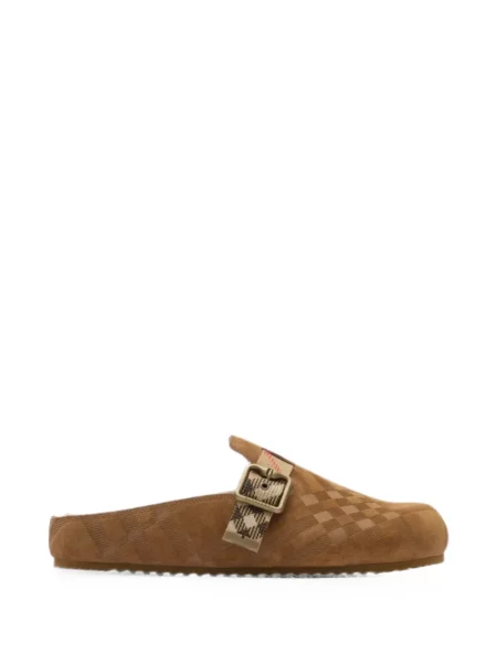 Papuci de casă Burberry în carouri cu cataramă maro