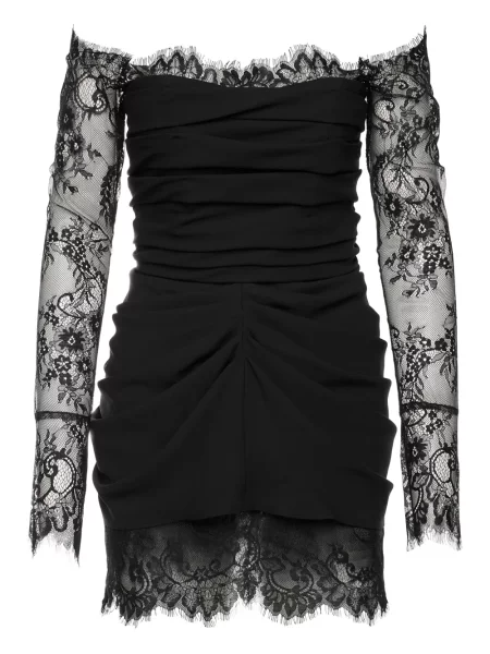 Sukienka mini Ana Radu koronkowa drapowana garniturowa czarna