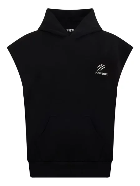 Суичър с качулка Plein Sport без ръкави с автограф черно