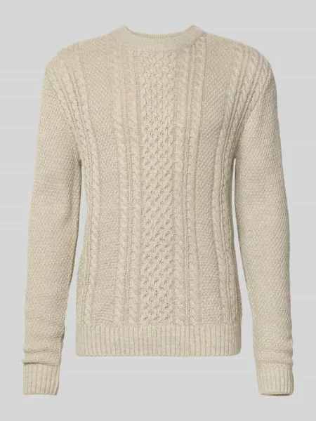 Sweter z dzianiny z prążkowanymi wykończeniami model ‘PAUL’ Jack & Jones biały