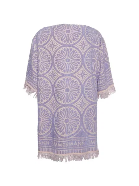 Rochie mini Zimmermann cu franjuri din material terry violet