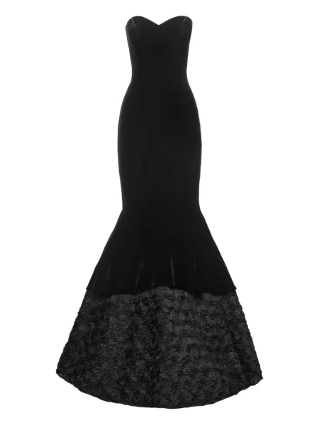 Rochie maxi Nissa cu model floral de costum negru