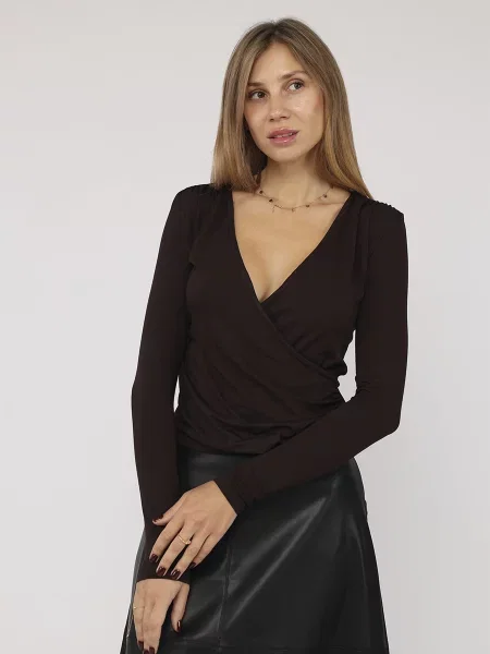 Лонгслів YUKI темно-коричневий коричнева