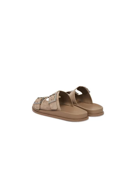 Natikače Calvin Klein City Sandal Buckle Suede bež