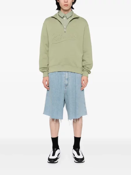 Mikina Maison Kitsuné s polovičními zipem zelená