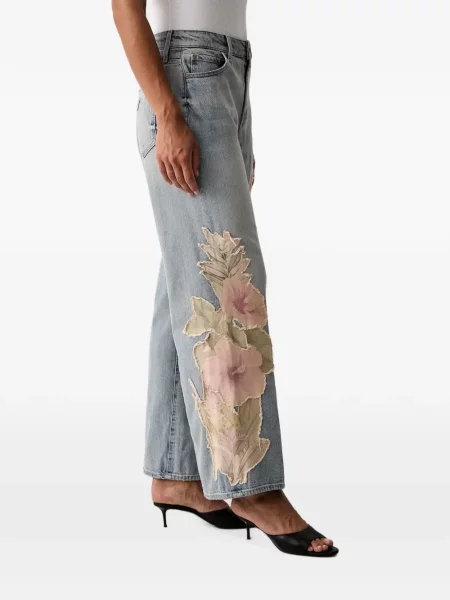 Blugi Guess cu model floral albastru