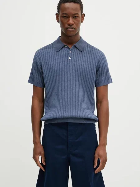 Тениска с яка Paul Smith синьо