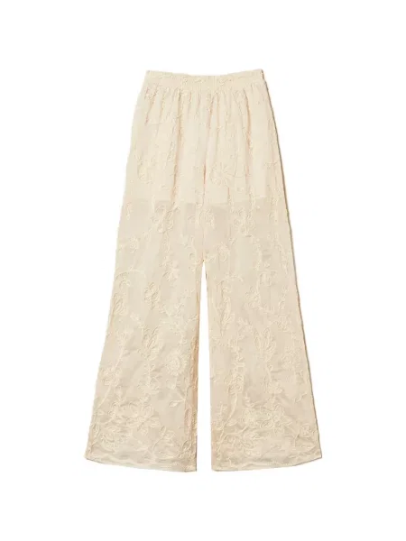 Pantaloni palazzo Twinset cu broderie