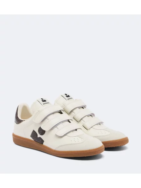Sneakerși Isabel Marant din piele cu model piele de șarpe alb