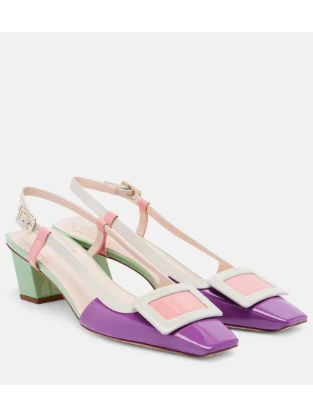 Pantofi cu toc Roger Vivier din piele de lac slingback