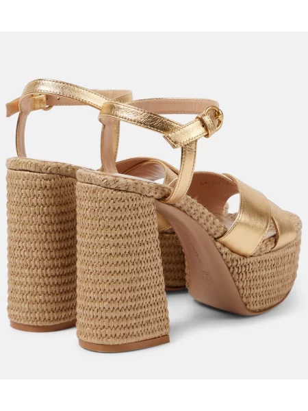 Sandale Gianvito Rossi din piele cu platformă auriu