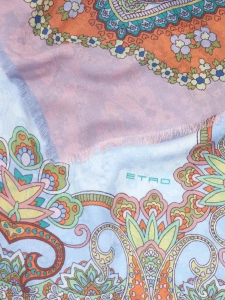 Fular Etro cu imagine cu model paisley albastru
