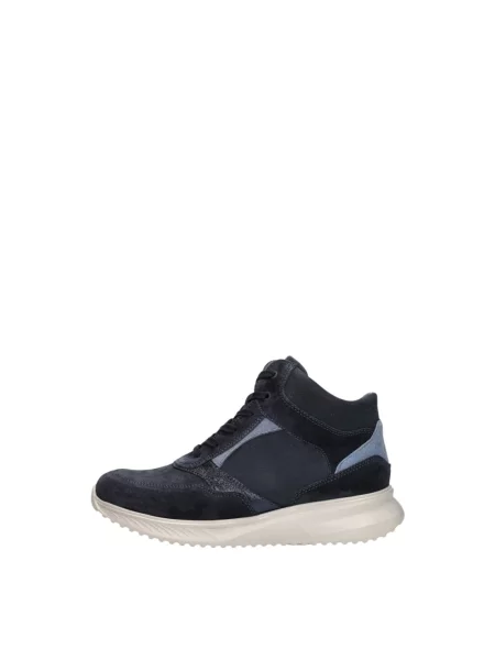 Sneakersy Waldläufer sznurowane skórzane niebieskie