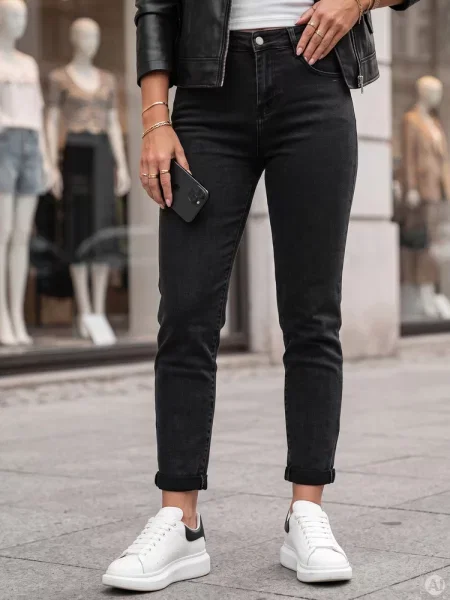 Jeansy mom fit z wysokim stanem Dstreet czarne