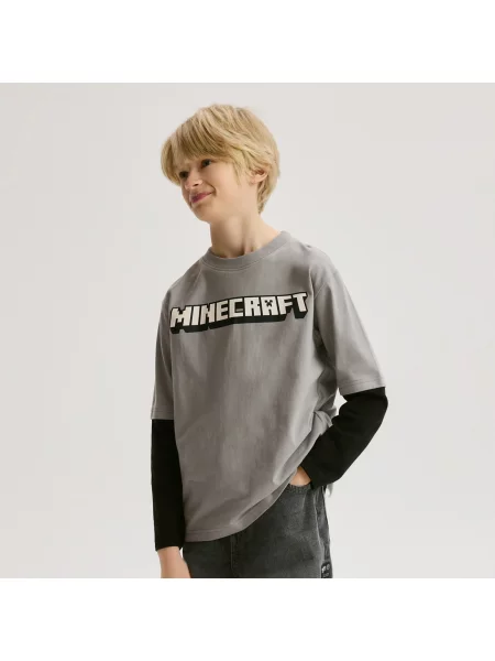 Reserved Tričko Minecraft s dlouhými rukávy tmavě šedá