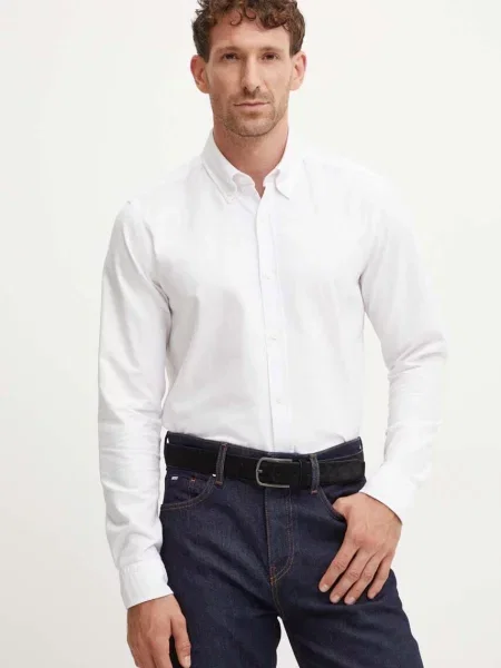 Риза Boss Orange мъжка със стандартна кройка с яка с копче бяло