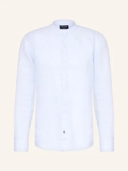 Olymp Lněná Košile Casual Regular Fit Se Stojáčkem tmavě modrá bílá