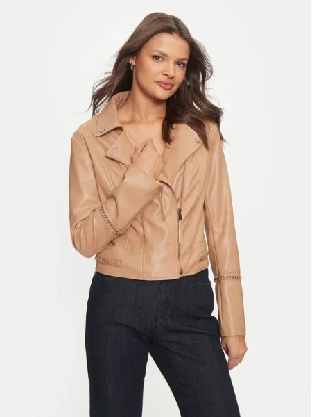 Guess Geacă din imitație de piele bej