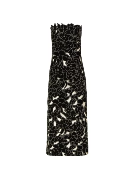 Sukienka midi Costarellos w kwiatki bez ramiączek garniturowa czarna