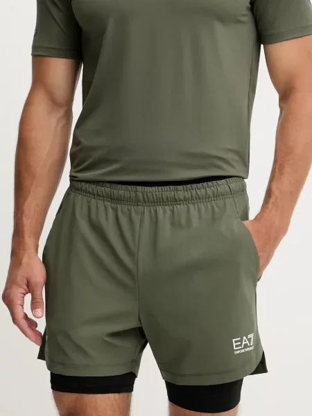 Emporio Armani pantaloni scurți de antrenament verde