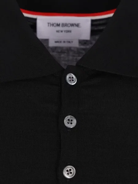 Tricou polo Thom Browne de lână negru