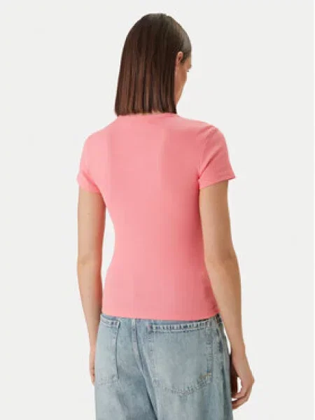 Tommy Jeans osnovna kratka majica z elastanom roza