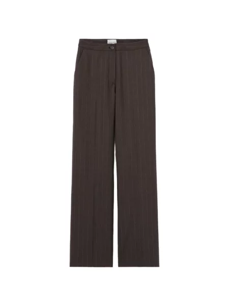 Pantaloni Claudie Pierlot de lână cu dungi maro