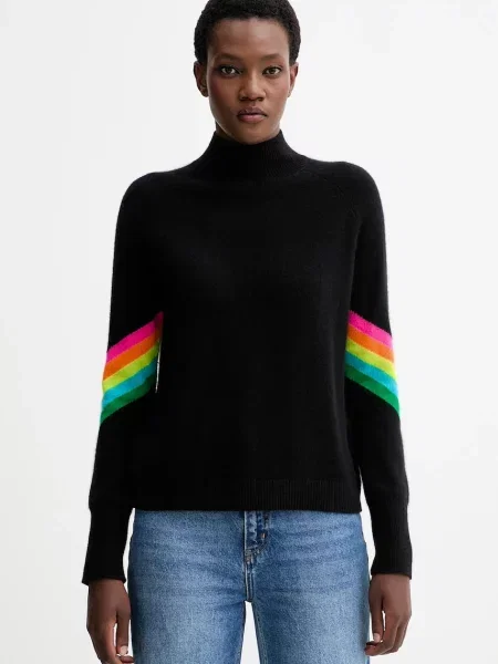 FROM FUTURE pulover de cașmir light cu turtleneck negru