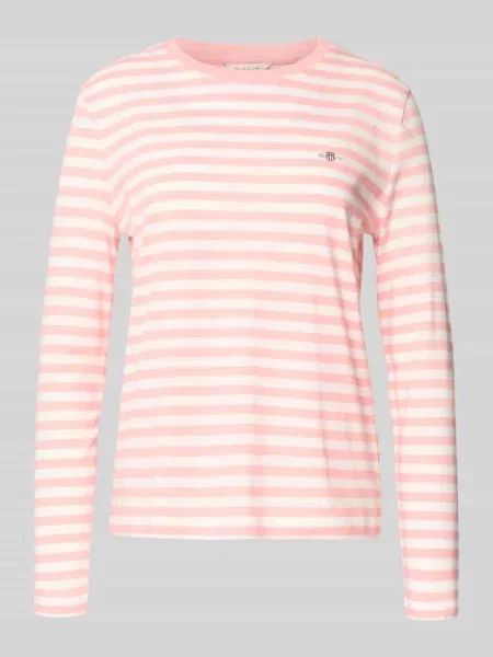 Longsleeve z wyszytym logo Gant różowy