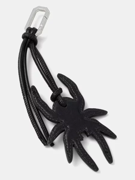 Usnjen obesek za ključe AllSaints SPIDER črna